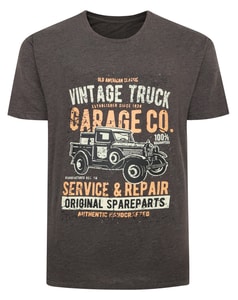 Bigdude – T-Shirt mit Vintage-Truck-Print, Anthrazit, Größe XL